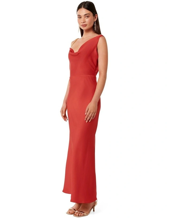 Louisa Chain Detail Maxi Dress in Red image 3
