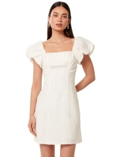 Aspen Ruched Mini Dress in White