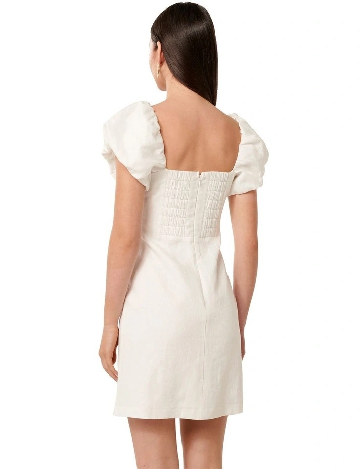 Aspen Ruched Mini Dress in White image 2