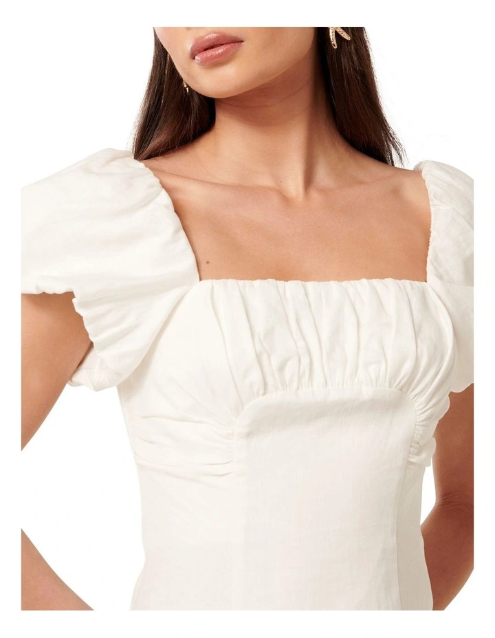 Aspen Ruched Mini Dress in White image 4