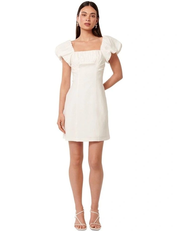 Aspen Ruched Mini Dress in White image 5