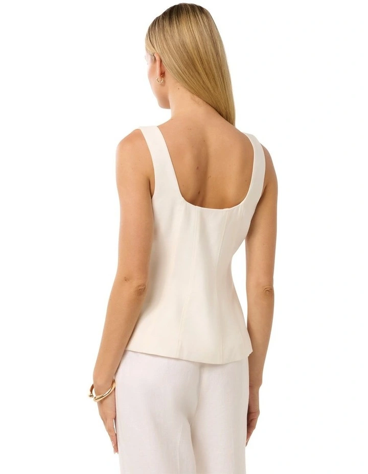 Collins Zip Through Tank Top in White image 2