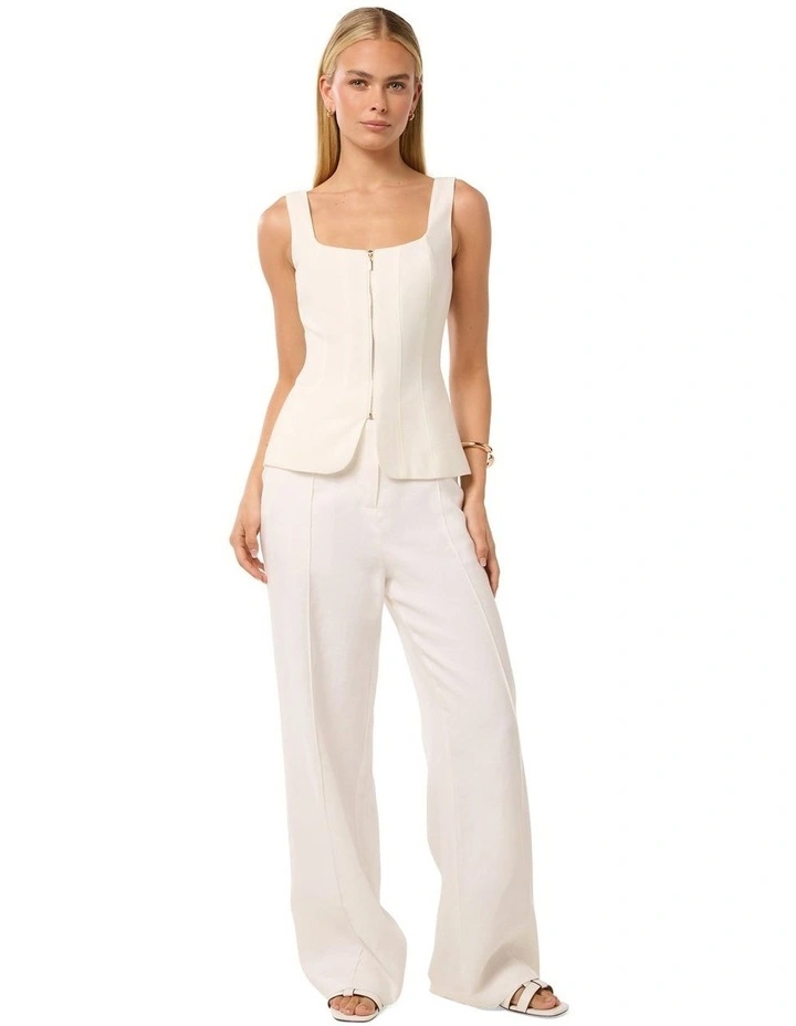 Collins Zip Through Tank Top in White image 5