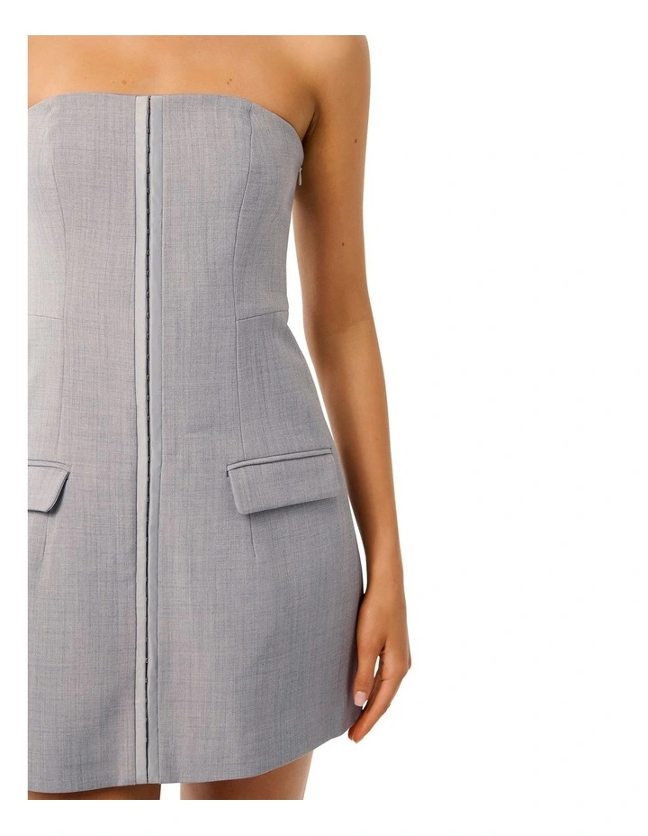 Tilly Hook And Eye Mini Dress in Grey image 4