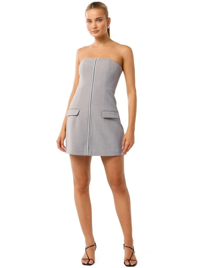 Tilly Hook And Eye Mini Dress in Grey image 5