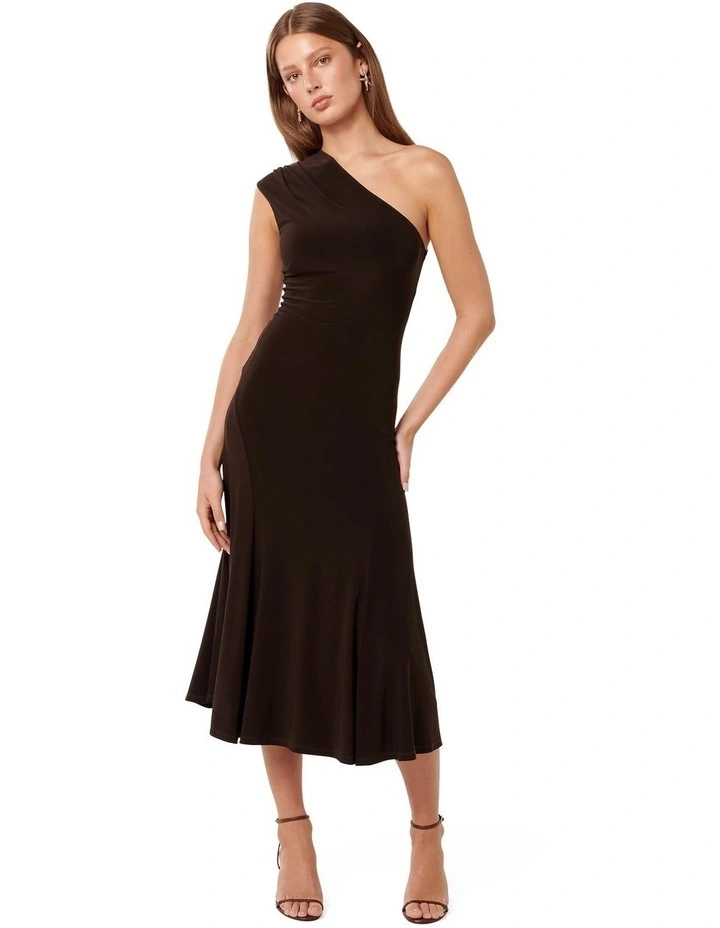 Forever New London One Shoulder Midi Dress in Brown MYER
