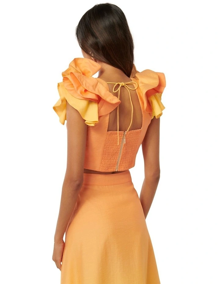 Rachel  Ruffle Top in Orange image 2