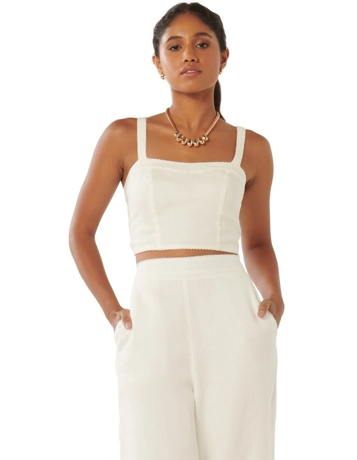 Patricia Linen Top in White image 1