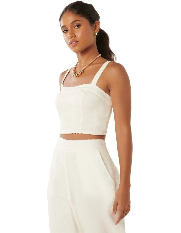 Patricia Linen Top in White image 3