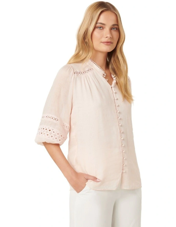 Tatiana Trim Insert Blouse in Pink image 3
