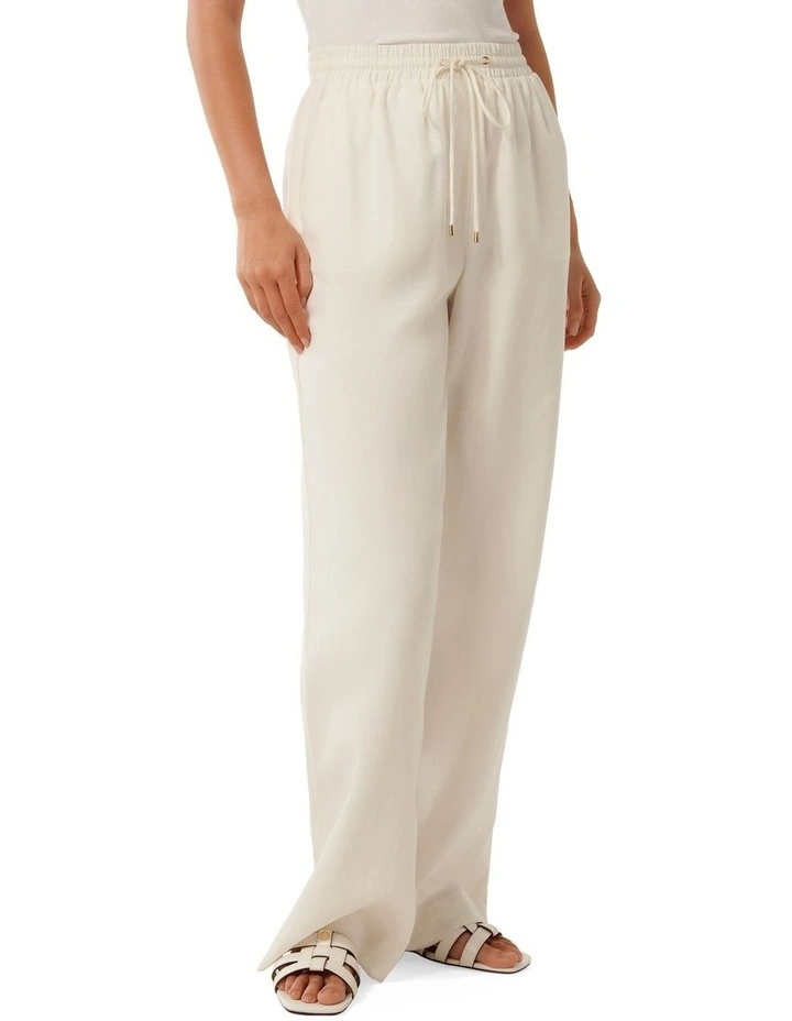 Phoebe Linen Straight Leg Pants in White image 3