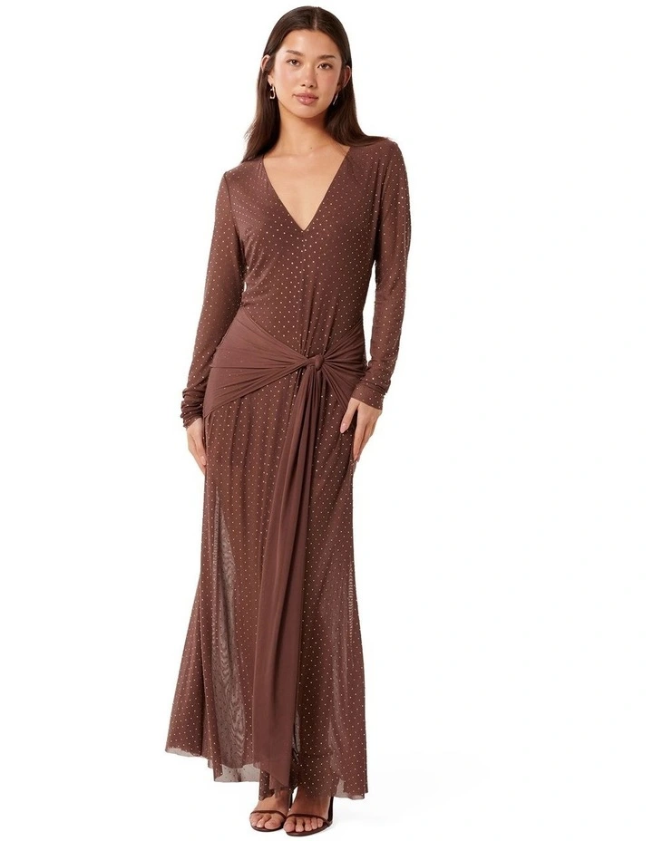 Layton Heat Seal Maxi Dress in Brown image 1