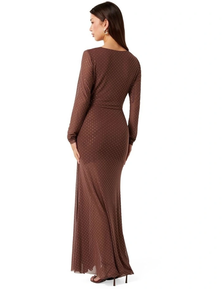 Layton Heat Seal Maxi Dress in Brown image 2