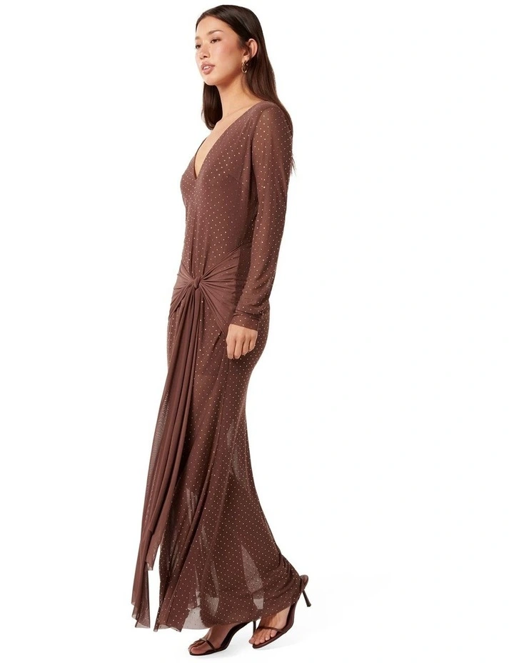 Layton Heat Seal Maxi Dress in Brown image 3
