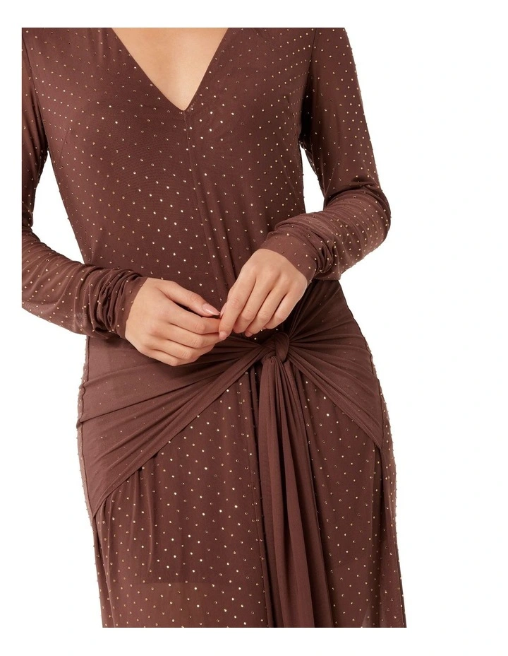 Layton Heat Seal Maxi Dress in Brown image 4