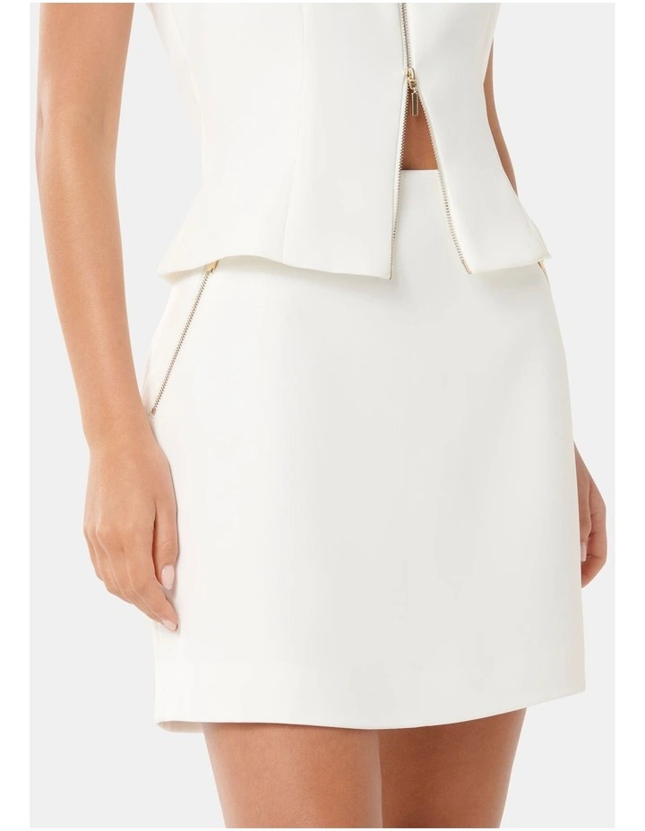 Paris Zip Mini Skirt in White image 3