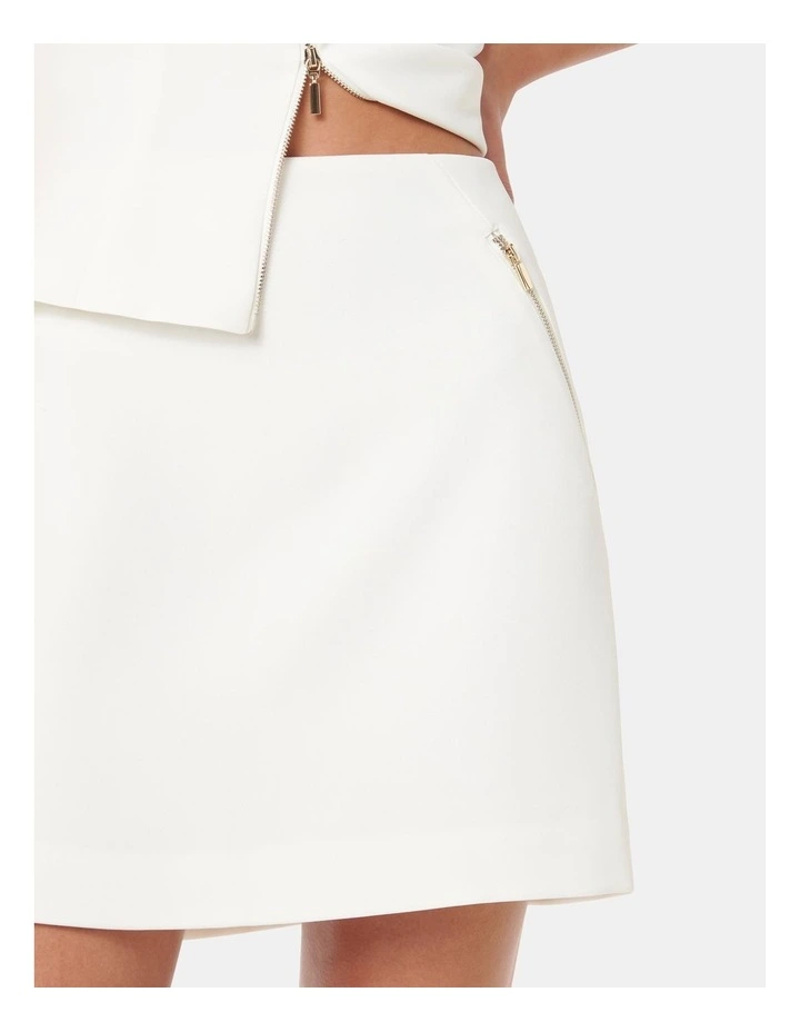 Paris Zip Mini Skirt in White image 4