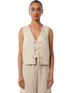 Erin Tie Front Waistcoat in Cream