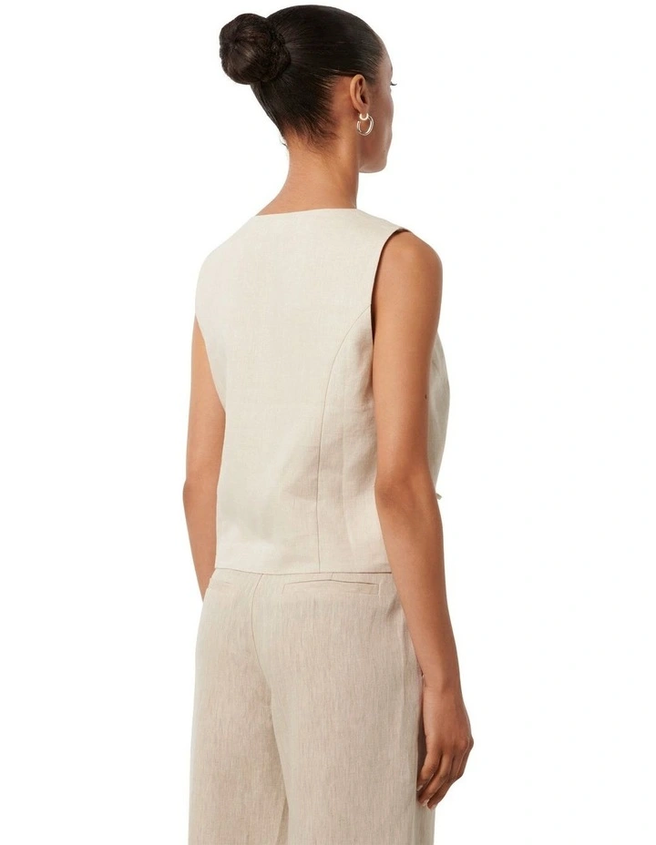 Erin Tie Front Waistcoat in Cream image 2