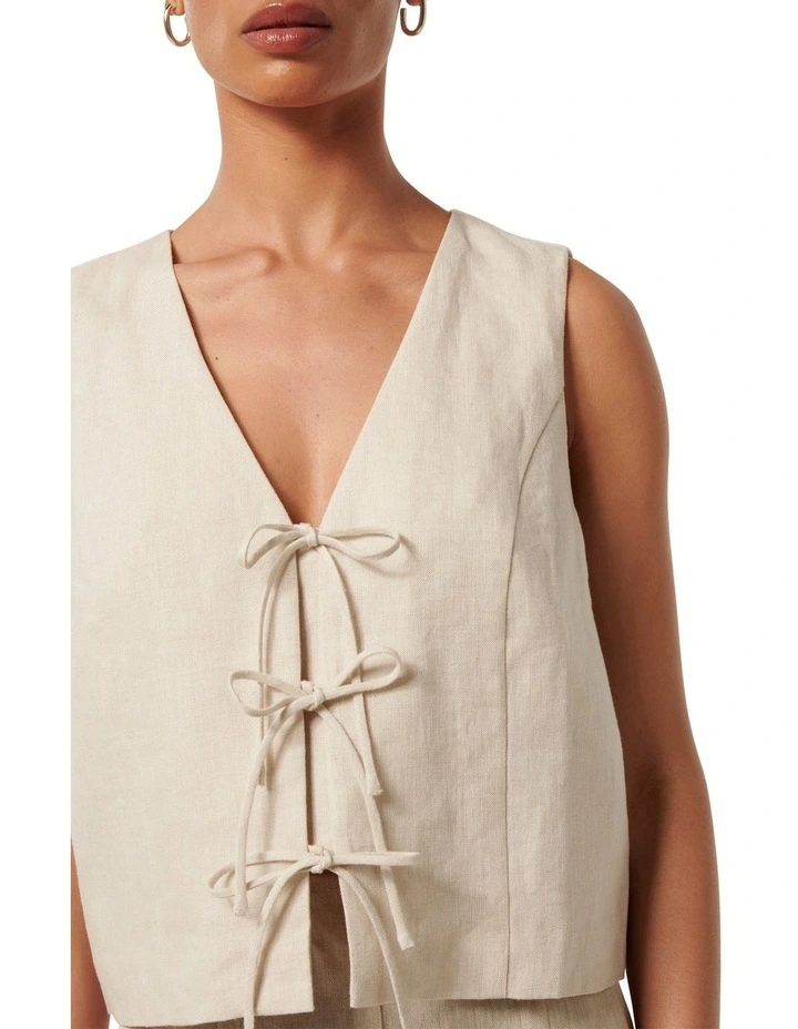 Erin Tie Front Waistcoat in Cream image 4