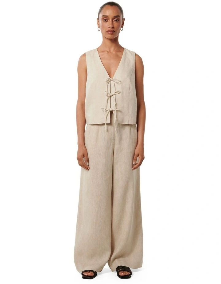 Erin Tie Front Waistcoat in Cream image 5