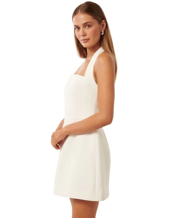 Kendall Halter Mini Dress in White image 3