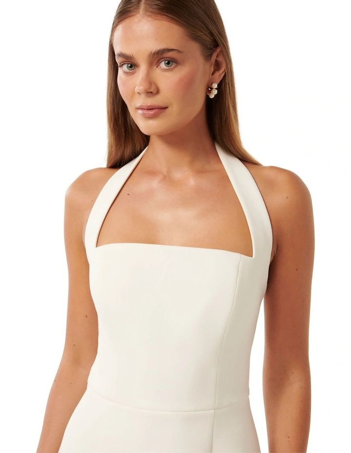 Kendall Halter Mini Dress in White image 4