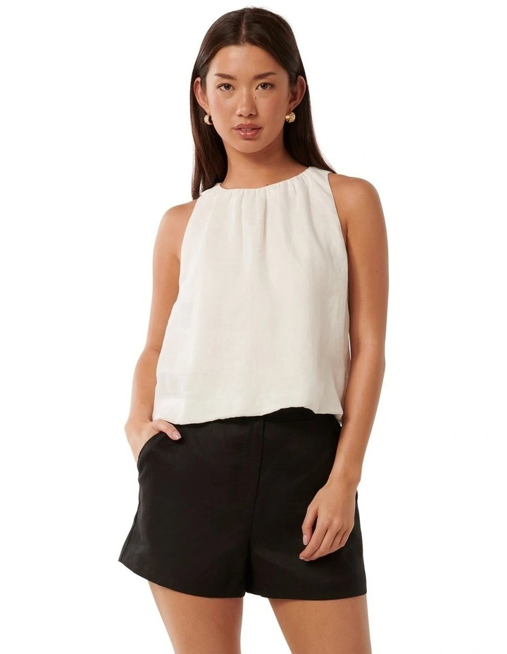 Rosalind Bubble Linen Top in Porcelain image 1