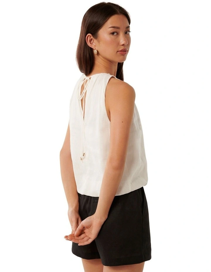 Rosalind Bubble Linen Top in Porcelain image 2