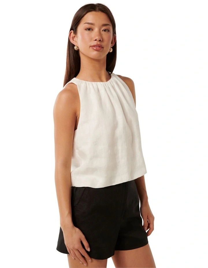 Rosalind Bubble Linen Top in Porcelain image 3