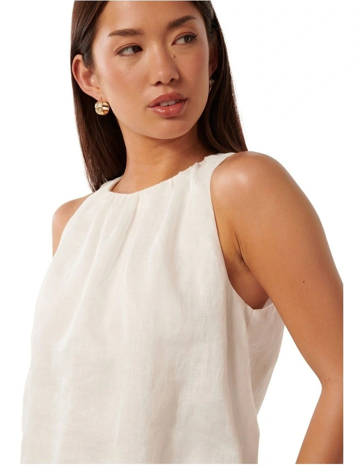 Rosalind Bubble Linen Top in Porcelain image 4