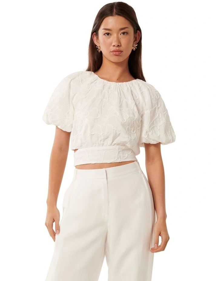 Briony Bubble Sleeves Blouse in White image 1