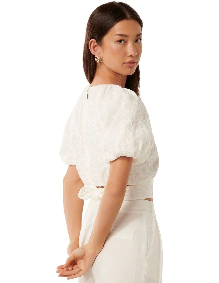 Briony Bubble Sleeves Blouse in White image 2