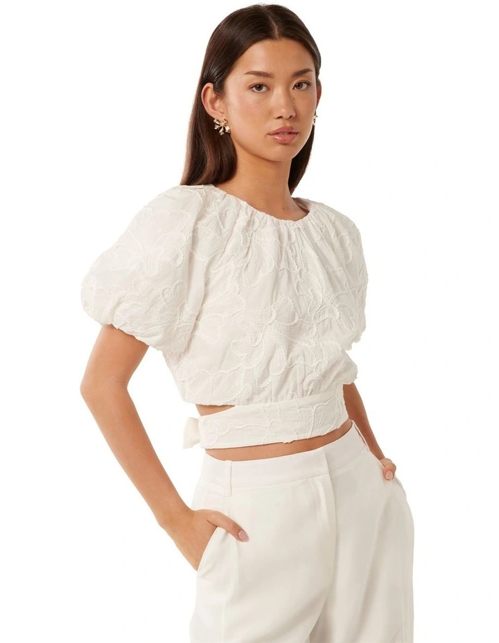 Briony Bubble Sleeves Blouse in White image 3