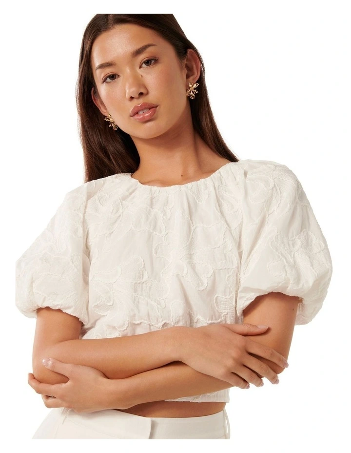 Briony Bubble Sleeves Blouse in White image 4