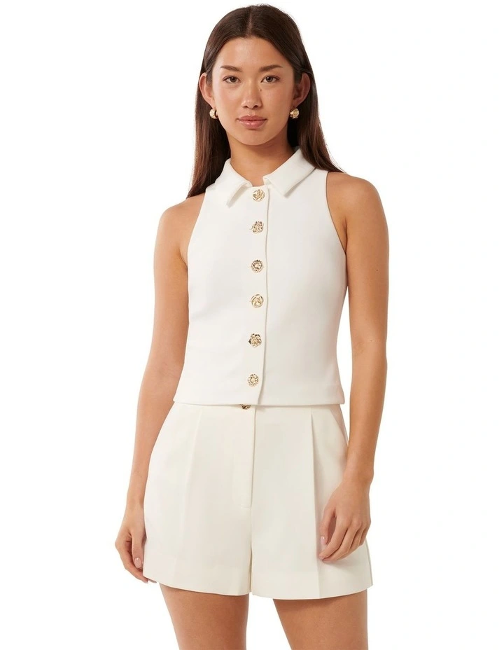 Tilly Crepe Halter Top in White image 1