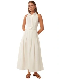 Lindsey Linen Tennis Dress in White