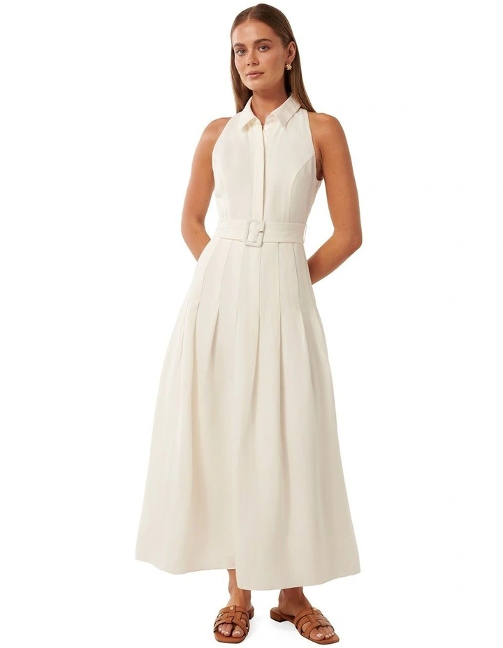 Lindsey Linen Tennis Dress in White image 1