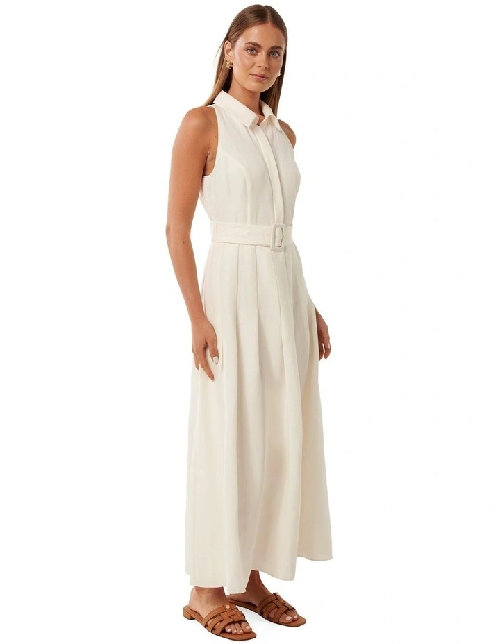 Lindsey Linen Tennis Dress in White image 3