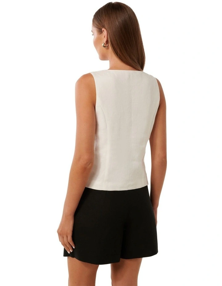 Erin Tie Front Waistcoat in White image 2