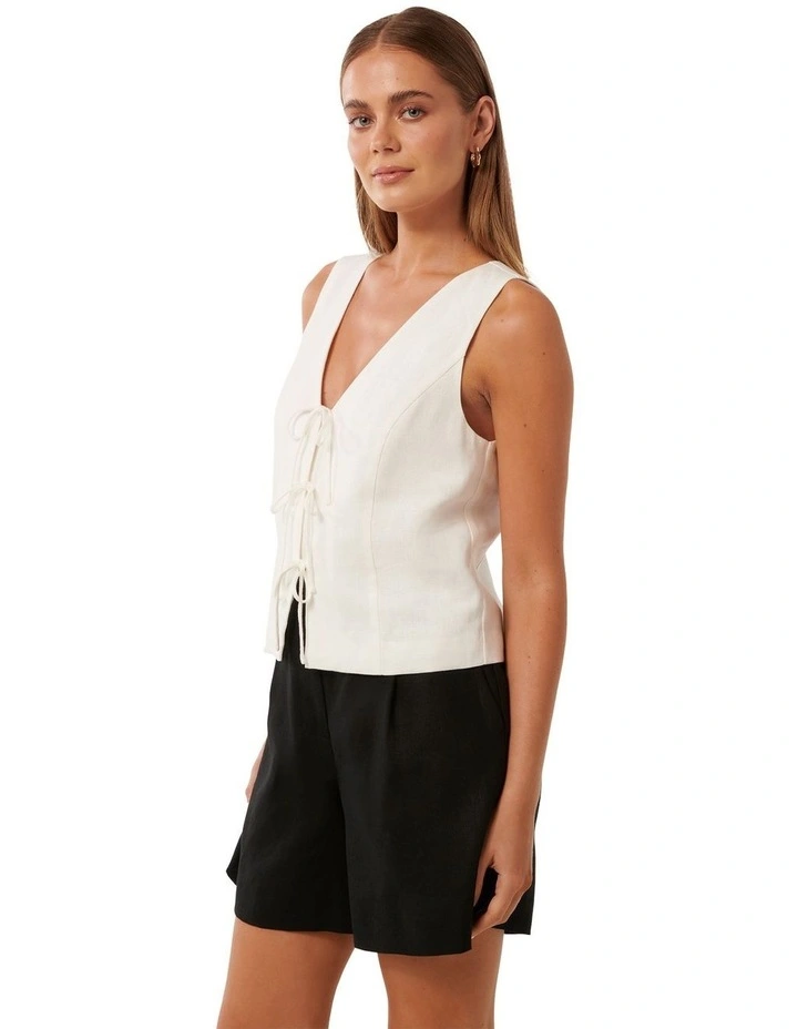 Erin Tie Front Waistcoat in White image 3