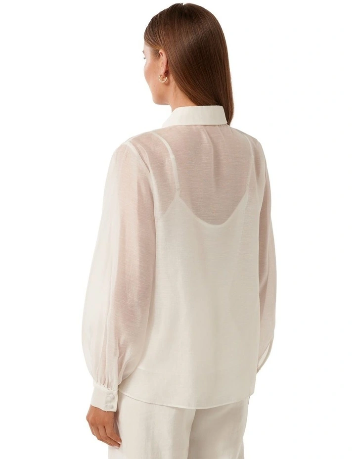 Azura Embroidered Shirt in Porcelain image 2