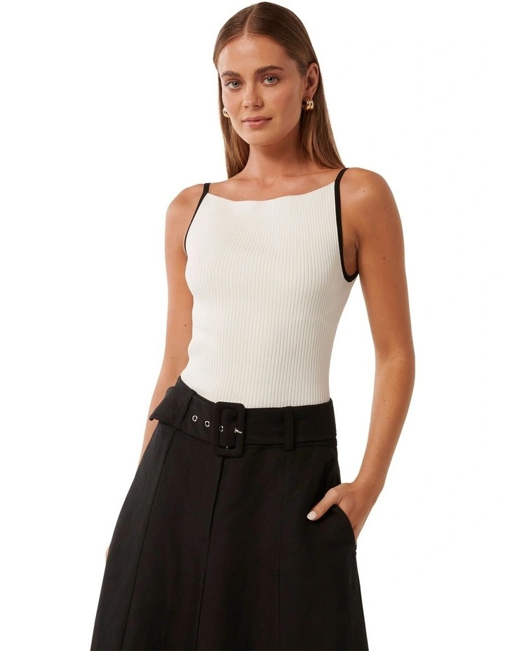 Erica Tipped Tank Top in White image 1