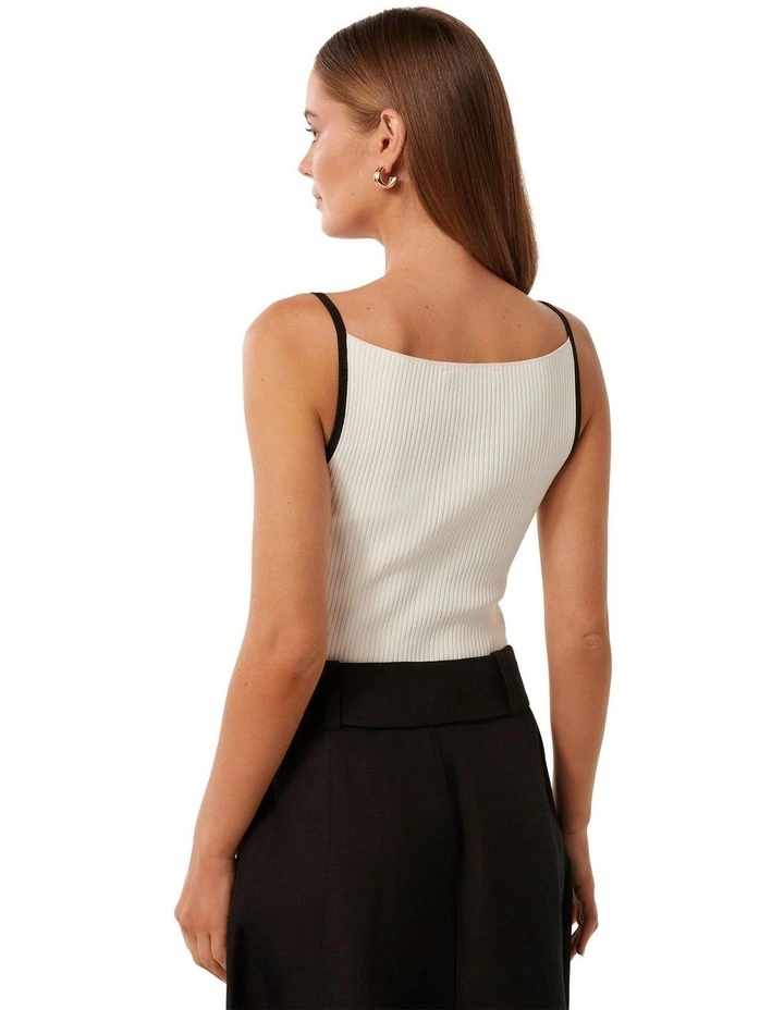 Erica Tipped Tank Top in White image 2