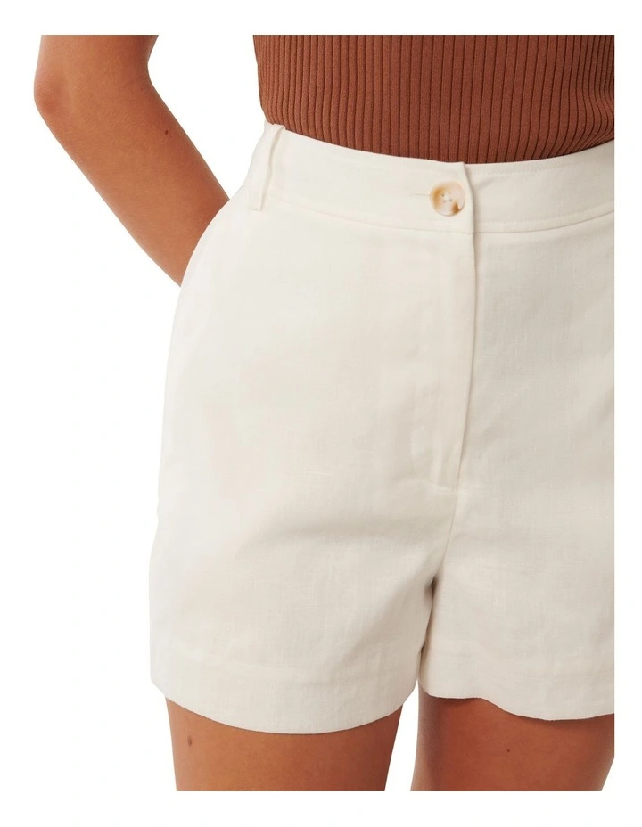 Olympia Linen Shorts in White image 4