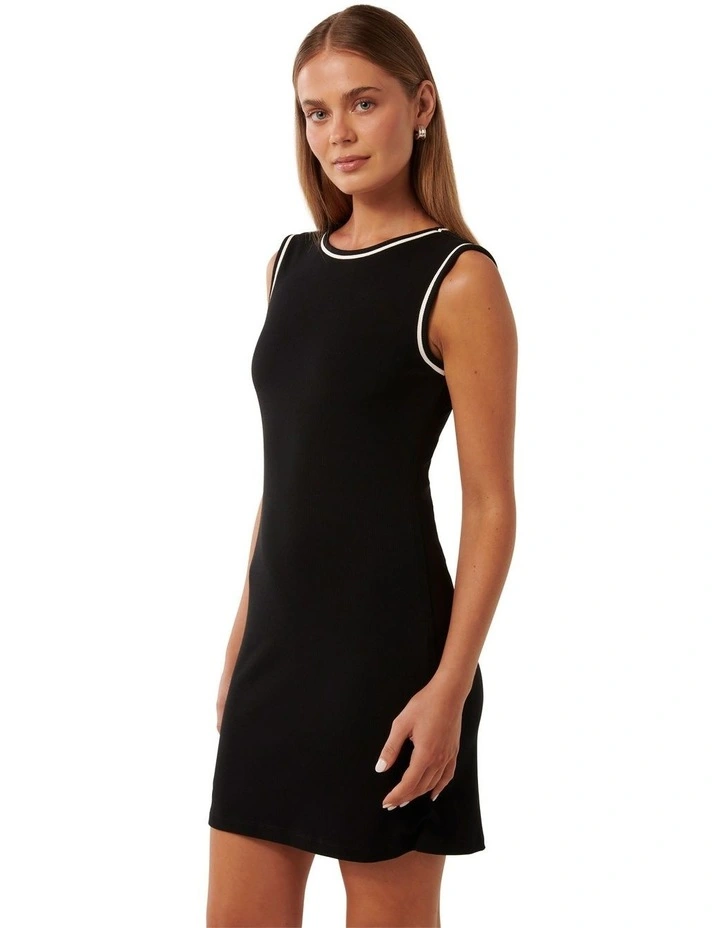 Tora Tipped Jersey Mini Dress in Black image 3