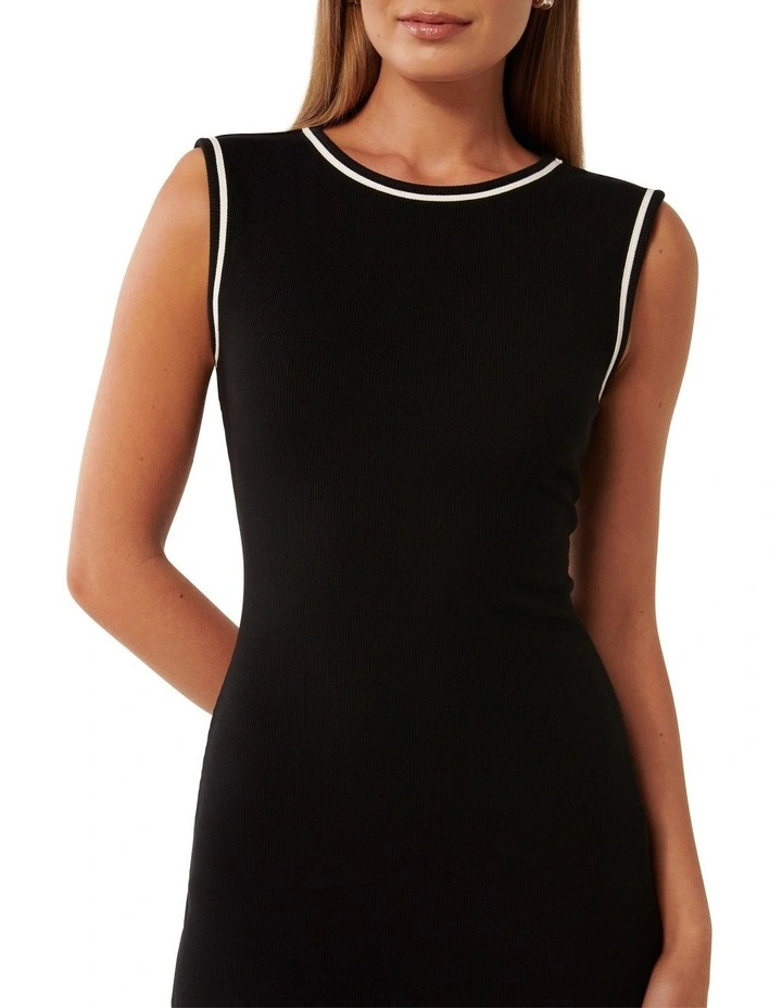 Tora Tipped Jersey Mini Dress in Black image 4