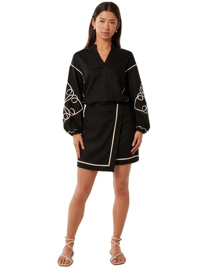 Claude Wrap Mini Skirt in Black image 5