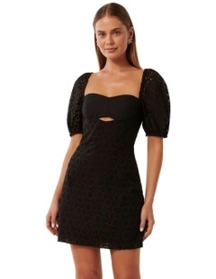 Paige Broderie Mini Dress in Black
