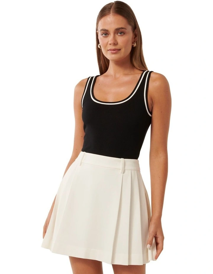 Rita Tipped Scoop Tank Top in Black image 1